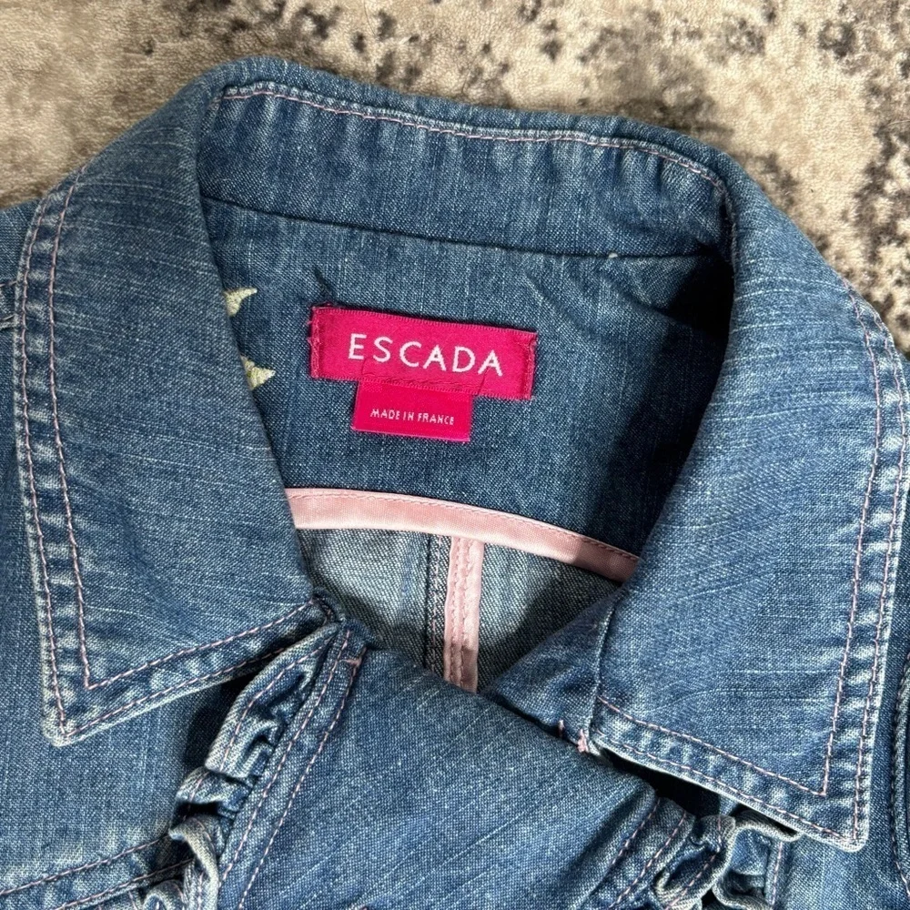 Escada Girls Denim Jacket with Ruffle Trim Size 4 Ans